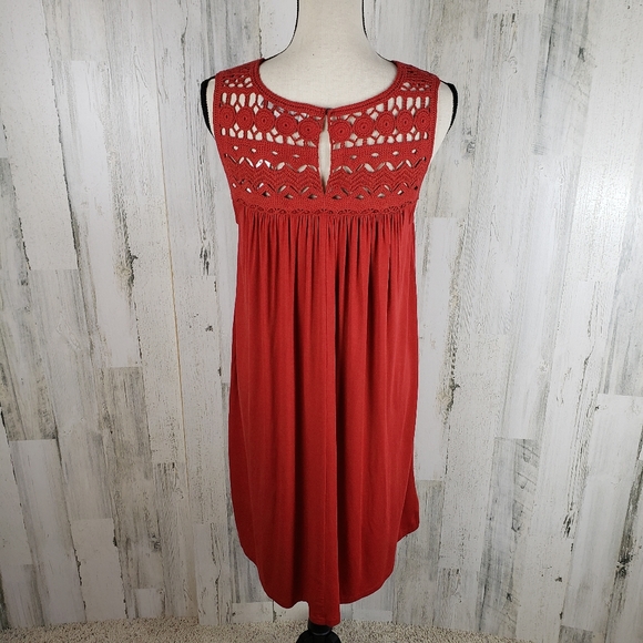 Loft Crochet Yoke Trapeze Dress Sz Medium - Picture 3 of 6